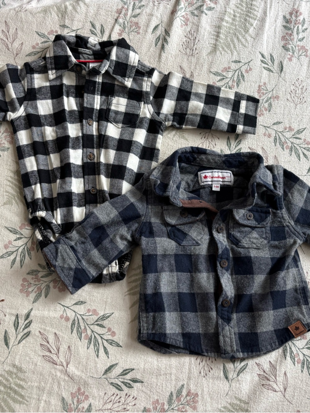Carter's Black & White and Navy & Gray Plaid Button-Down Shirts